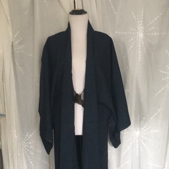 New Vintage Mens Japanese cotton KIMONO and HAORI navy - Picture 12 of 15